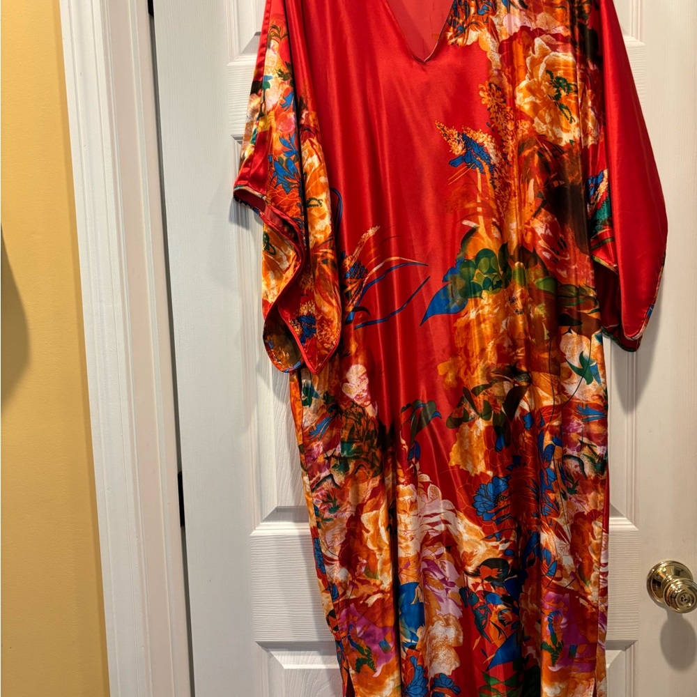 Natori Red Floral Maxi Dress
